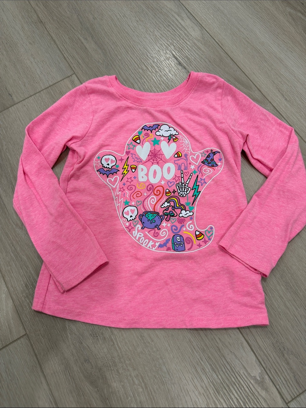 The Children's Place Pink Halloween 'Boo' Ghost Graphic Long Sleeve Tee